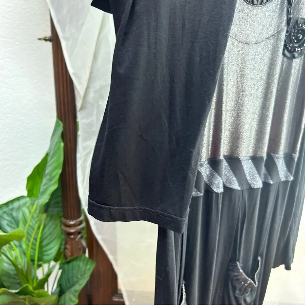 Love the Queen black lagenlook black draping dress with pockets medium new boho